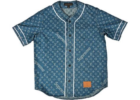 lv supreme denim baseball jersey|supreme x louis vuitton.